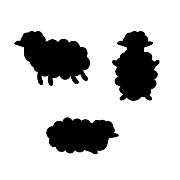 Set Silhouette Sheep Vector Illustration — Image vectorielle