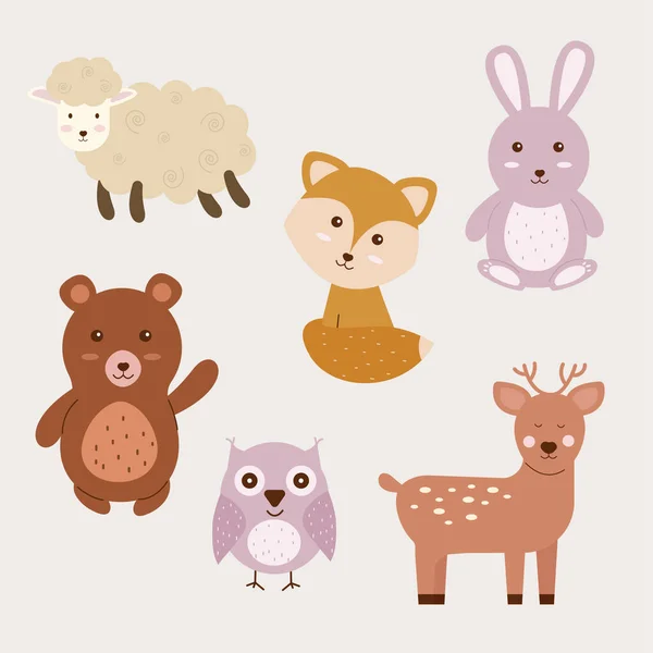 Boho Animal Character Set Kids Animals Vector Illustration — Stockvektor
