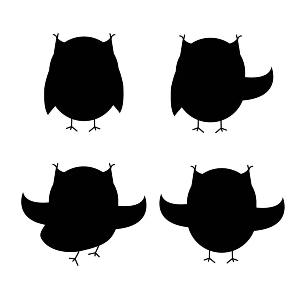 Set Owl Silhouette Vector Illustration — Vector de stock