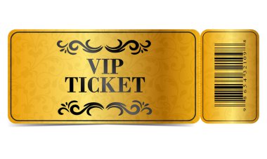 Golden vip ticket. Vector illustration
