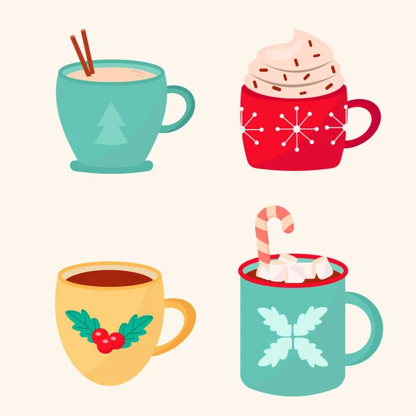 Christmas Winter Candy Cups Vector Illustration — Vetor de Stock