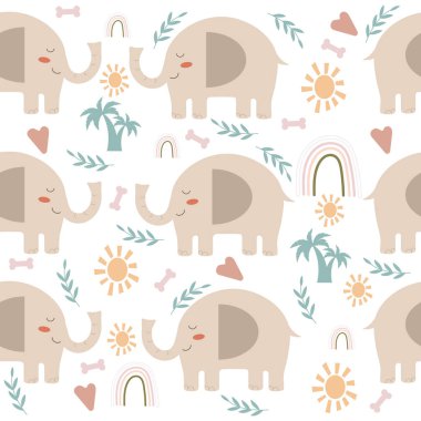 Seamless elephant pattern. Vector illustration 