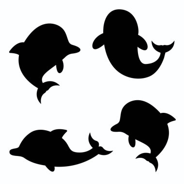 Dolphin in silhouette style. Vector illustration