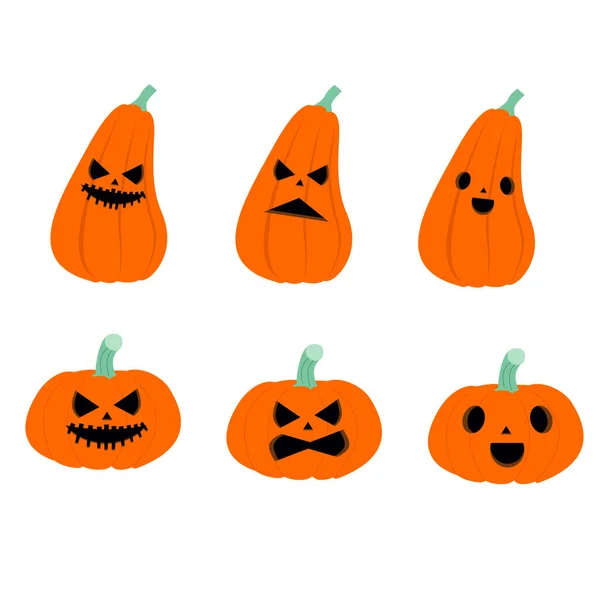 Set Different Halloween Pumpkin Character Vector Illustration — Vector de stock