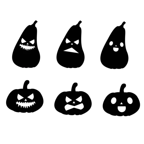 Set Different Silhouettes Character Pumpkin Halloween Vector Illustration — Vector de stock