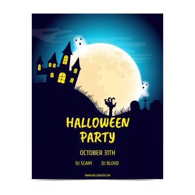 El ilanı, Cadılar Bayramı partisi davetiyesi. Vektör illüstrasyonu