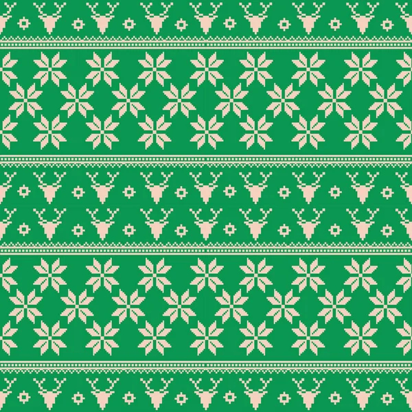 Patrón Navidad Bordado Ornamento Verde Vector — Archivo Imágenes Vectoriales