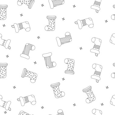 Noel çorabı desenli taslak. Vektör illüstrasyonu