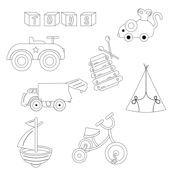 儿童玩具系列概述 自行车 — 图库矢量图片
