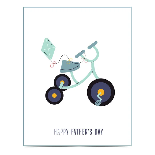 Postcard Happy Father Day Bicycle Baby — Stock Vector