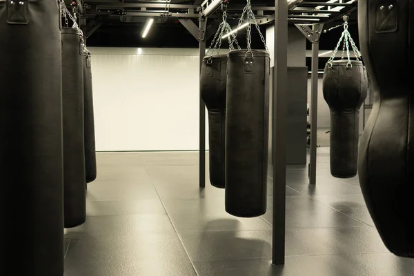 Sackboxen Boxtraining, Nachmittags Kraftsport in gesund für Säcke Schlag, modern. Kampfkreisgesundheit, Aggression — Stockfoto