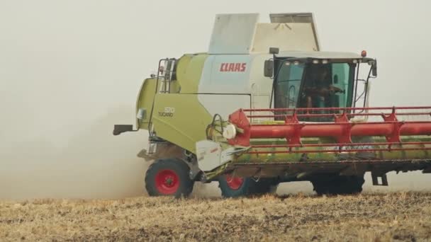 Krivoy Rog, Oekraïne - 07.18.2021 oogst tarwe. oogsten, landbouwindustrie, zonsondergang in het veld. — Stockvideo