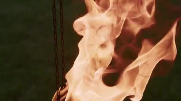 Палаючий лай, факел з вогнем, вогняне шоу, показувати елементи . — стокове відео