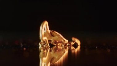 2000 yaşında bir İskitli rahibenin altın küpesi, kazı sırasında bulunan eski bir küpe, dönen bir tekerlek. Klasik mücevherler. Din. yakın plan