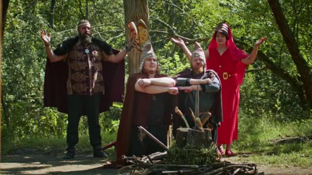 Mystical Fraternal Rite Blood Two Warriors Priestess Shaman Supervise Execution — Video