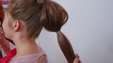 cosmetics and work as a stylist and makeup artist, women paint lips, eyes, face,