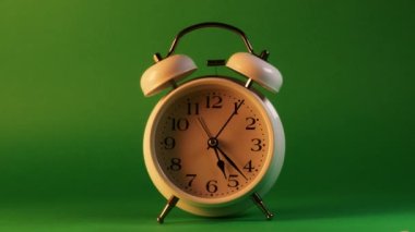 analog clock goes on a green screen, timelapse, fast passage of time