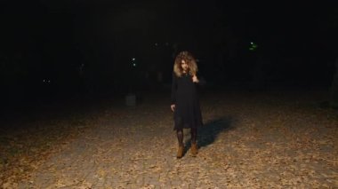 cinematic shot, the awakening of a creepy zombie woman, runs out of the dark and attacks. horror. halloween. real evil