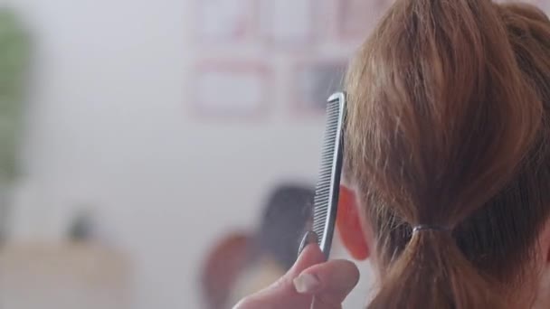 Cosmetics Work Stylist Makeup Artist Women Paint Lips Eyes Face — Vídeo de Stock
