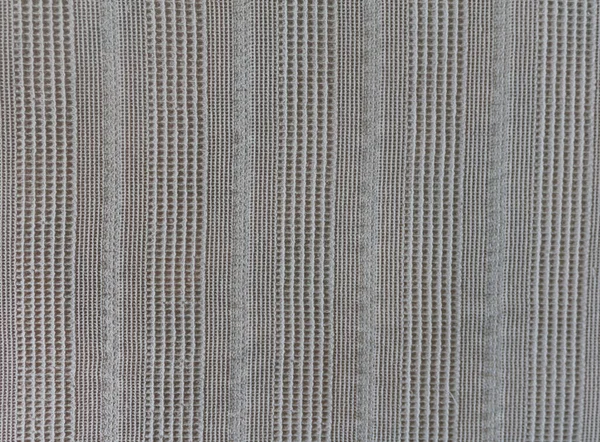 ベージュの生地の質感 元の織物の背景 線形の装飾が施されたベッドの上のリネン毛布 デザインに深みと有機的な質感を簡単に追加 — ストック写真