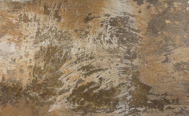 Detaylı desenli kahverengi boyalı duvar arkaplanı. Fırça darbeleriyle sıvanmış beton bir yüzey. Minimum şehir fotoğrafı. Tasarımlarınıza kolayca derinlik ve organik doku ekleyin.