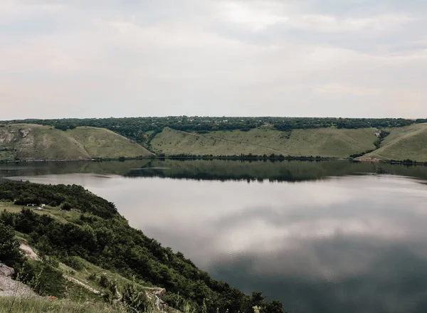 Панорамний Ландшафт Бакотської Затоки Вид Річку Дністер Україна Береги Великої — стокове фото