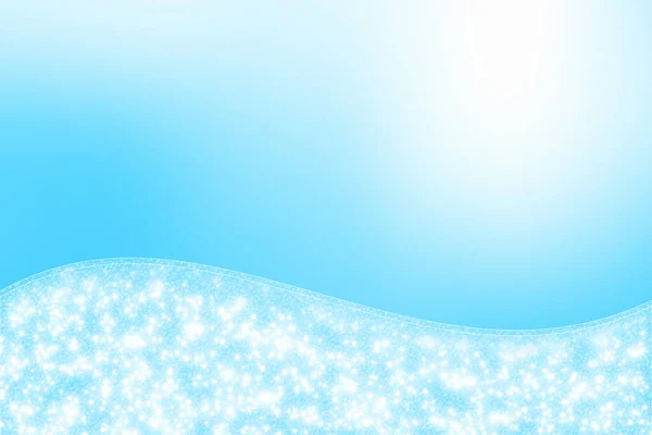 Abstract Smooth Blue White Winter Background Snowflakes Waved Line Bottom — 图库照片