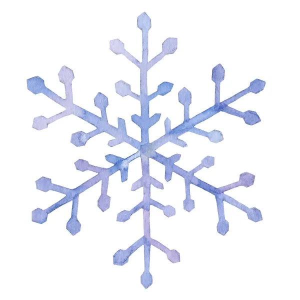 ライトブルー水彩雪の結晶 — ストック写真