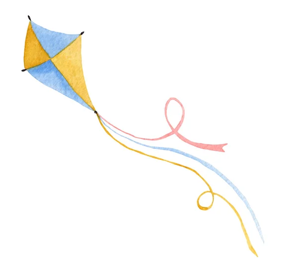 Watercolor kite with ribbons — Stock Photo, Image