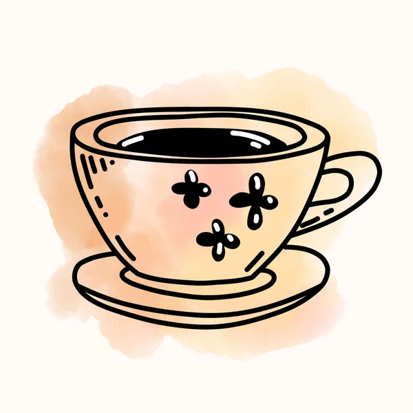 Tasse Kaffee oder Tee im Doodle-Stil — Stockvektor