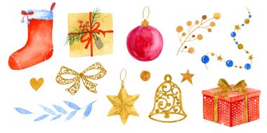 Büyük Noel suluboya elementleri