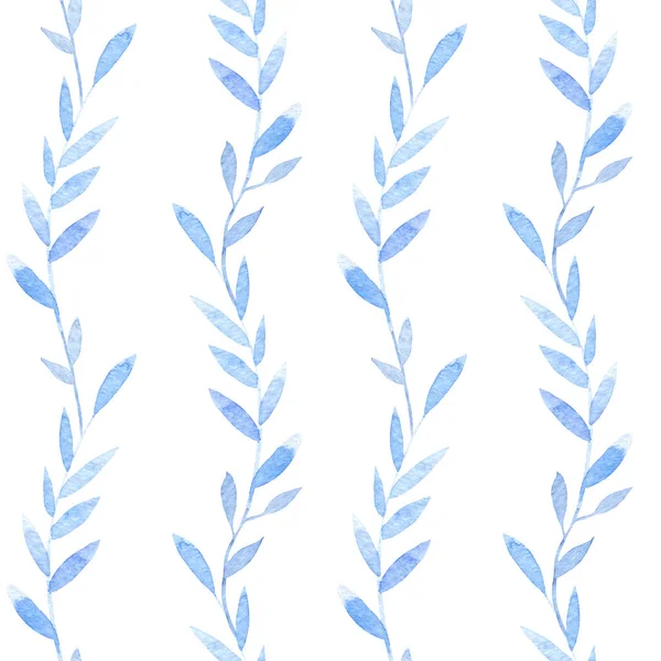 Watercolor pattern with blue plants — Stock Photo, Image