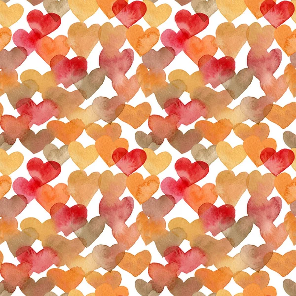 Płynny akwarelowy wzór z sercami — Zdjęcie stockowe