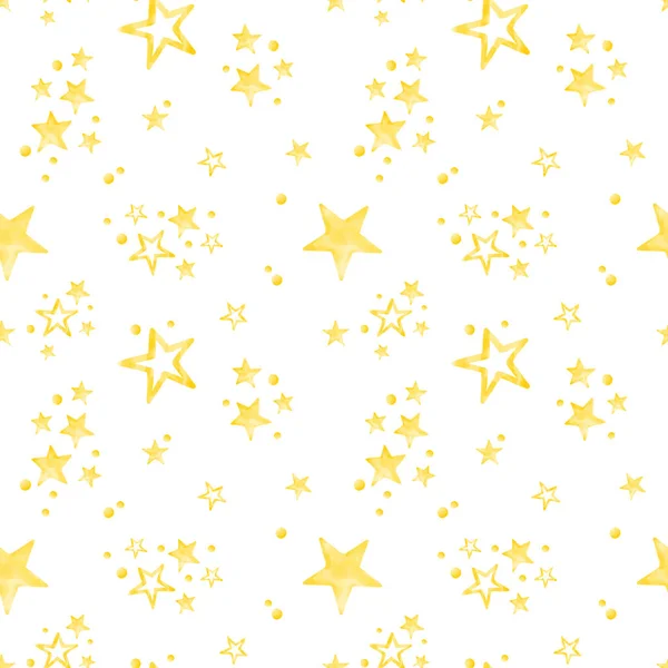 Watercolor Seamless Pattern Yellow Stars Hand Painted Cute Background Baby — Stock Photo, Image