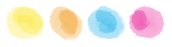Набор Акварельных Цветных Абстрактных Пятен Синий Желтый Оранжевый Фиолетовый Ручная — стоковое фото