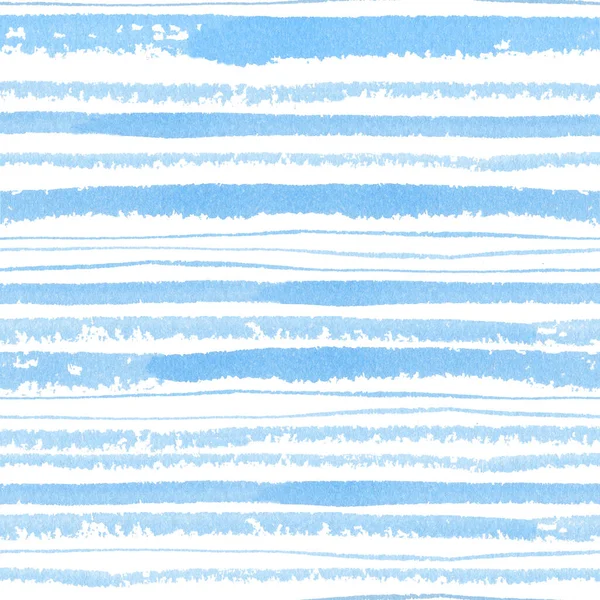 Seamless Pattern Watercolor Blue Stripes Hand Drawn Background Different Lines — Stock Photo, Image
