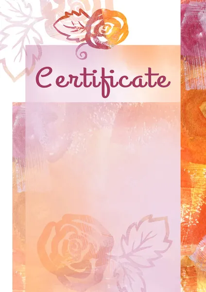 Watercolor make-up certificate for an educational institution. Rose illustration — Stock Photo, Image