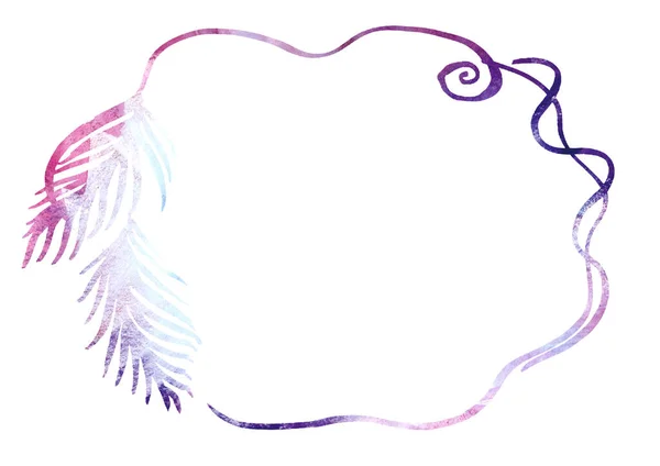 Kalligrafische mehrfarbige Rahmen Freihandzeichnung. Bunt rosa, blau, violett und lila künstlerischen Vintage-Kreis Frame. Infografik, Katalog, Hintergrund. — Stockfoto