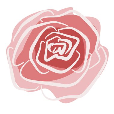 Beyaz arka planda çizgi sanatının çiçek unsuru. Pembe ve kırmızı gül goncası