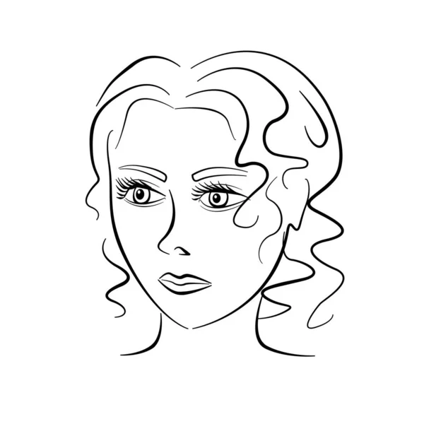 Belles femmes visage avec les yeux ouverts. Illustration de mode monochrome sur fond blanc — Photo