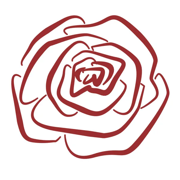 Element kwiatowy w stylu sztuki liniowej na białym tle. Pączek róży czerwonej — Zdjęcie stockowe