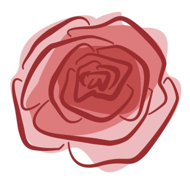 Beyaz arka planda çizgi sanatının çiçek unsuru. Pembe ve kırmızı gül goncası