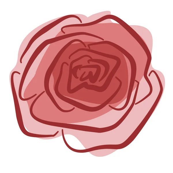 白色背景的线条艺术风格中的花卉元素。粉红玫瑰花蕾 — 图库照片