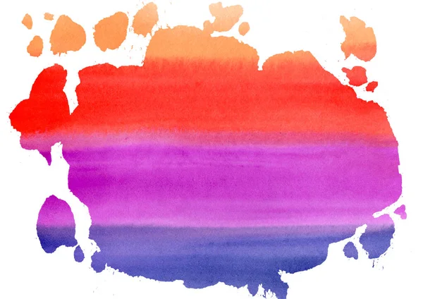 摘要白色背景下的彩色水彩画圆圈.手绘红、橙、紫、紫面包.泼洒在纸上 — 图库照片