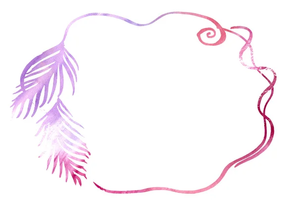 Calligraphie multicolore Cadres dessin à main levée. Cadre vintage artistique coloré rouge, violet clair, lilas et violet. Infographie, Catalogue, fond. — Photo