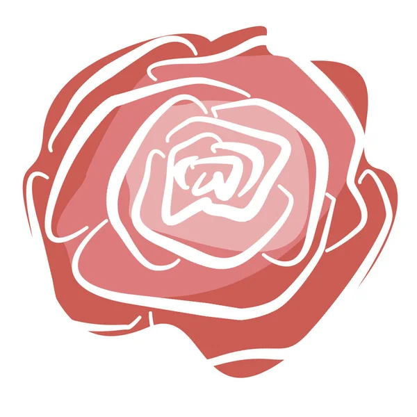 Élément floral dans le style de l'art linéaire sur un fond blanc. bourgeon rose et rouge rose — Photo