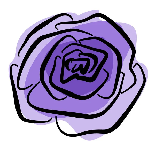 Élément floral dans le style de l'art linéaire sur un fond blanc. bourgeon de rose lilas, violet et violet — Photo