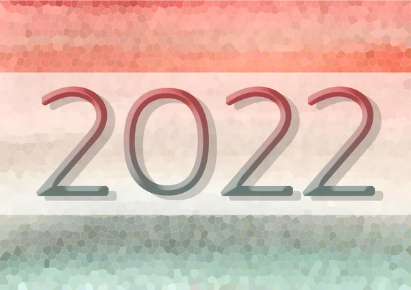 Flerfärgad röd och grå bokstäver 2022 nummer år på akvarell mosaik färgglada bakgrunder. Beige, orange och grön färg — Stockfoto