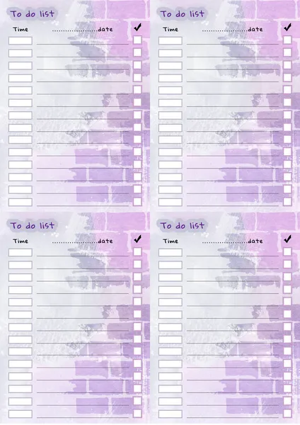 Watercolor color brick wall day to do list. Watercolour gray, purple and violet Background — Stock Photo, Image