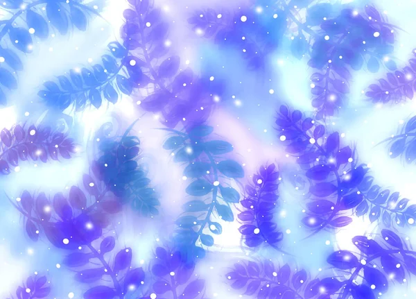 Υδατογραφία Θολή χρώματα φόντο. Χειμώνας Snowy Backdrop με floral στοιχεία — Φωτογραφία Αρχείου